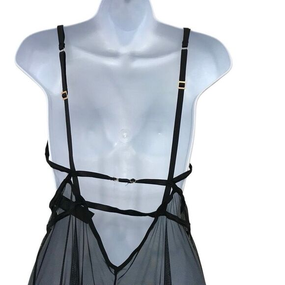 Bluebella Ophelia Long Unlined Chemise Black Size 10 Adjustable - Picture 3 of 6